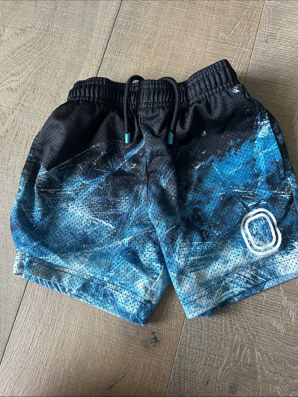 Kids Blue and Black Overtime  Athletic Shorts with Printed Fade -